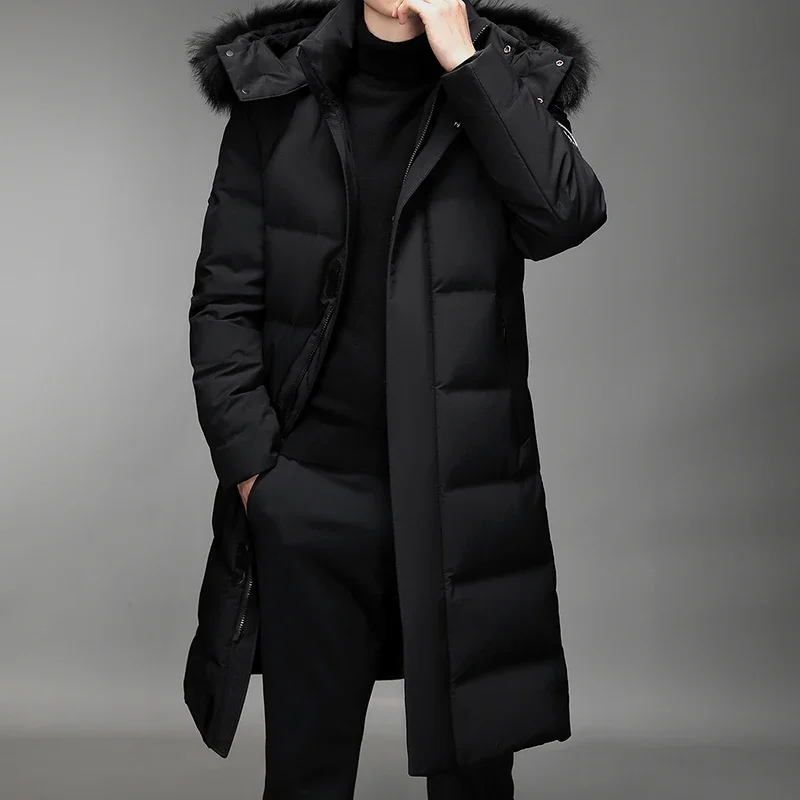 Männer Verdickte Daunenjacke -30 Winter Warme Daunenmantel 2024 Neue Männer Mode Lange Weiße Ente Mit Kapuze Daunenparkas Plus Größe 5XL