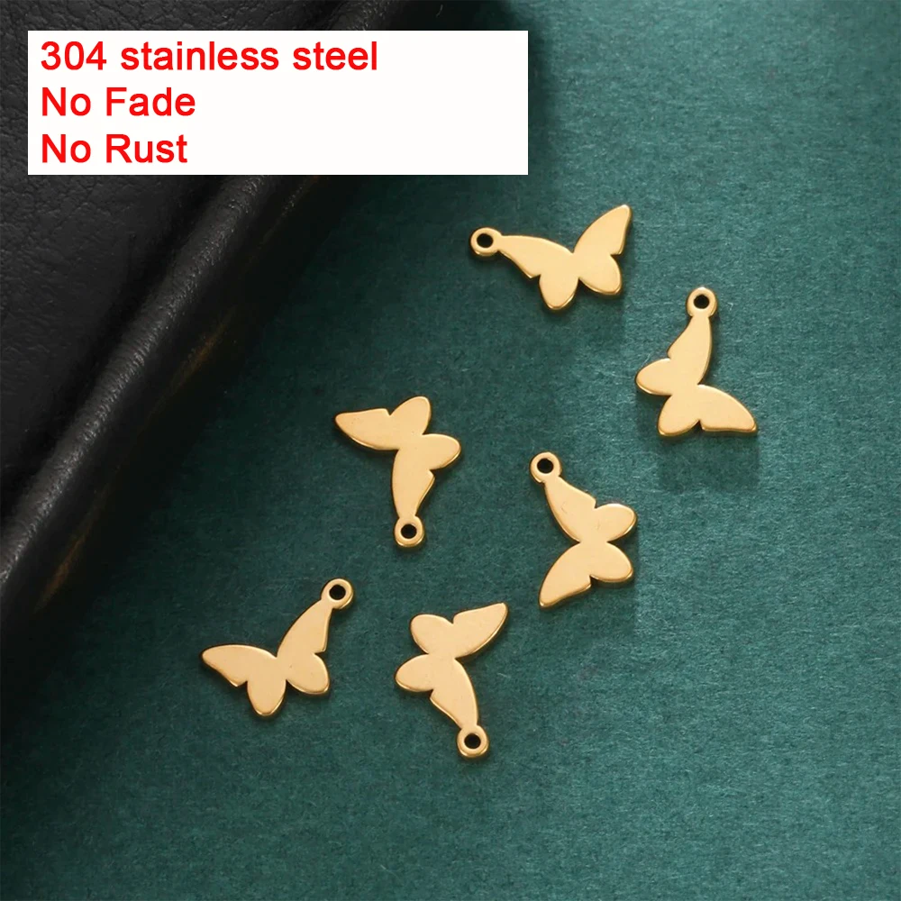 Eueavan 5 Cái/lốc Charms Thép Không Gỉ Đối Với Trang Sức Làm Cây Của Cuộc Sống Rắn Chữ Thập Bướm Mặt Dây Chuyền Mini Quyến Rũ Vòng Đeo Tay Tự Làm Phụ Kiện