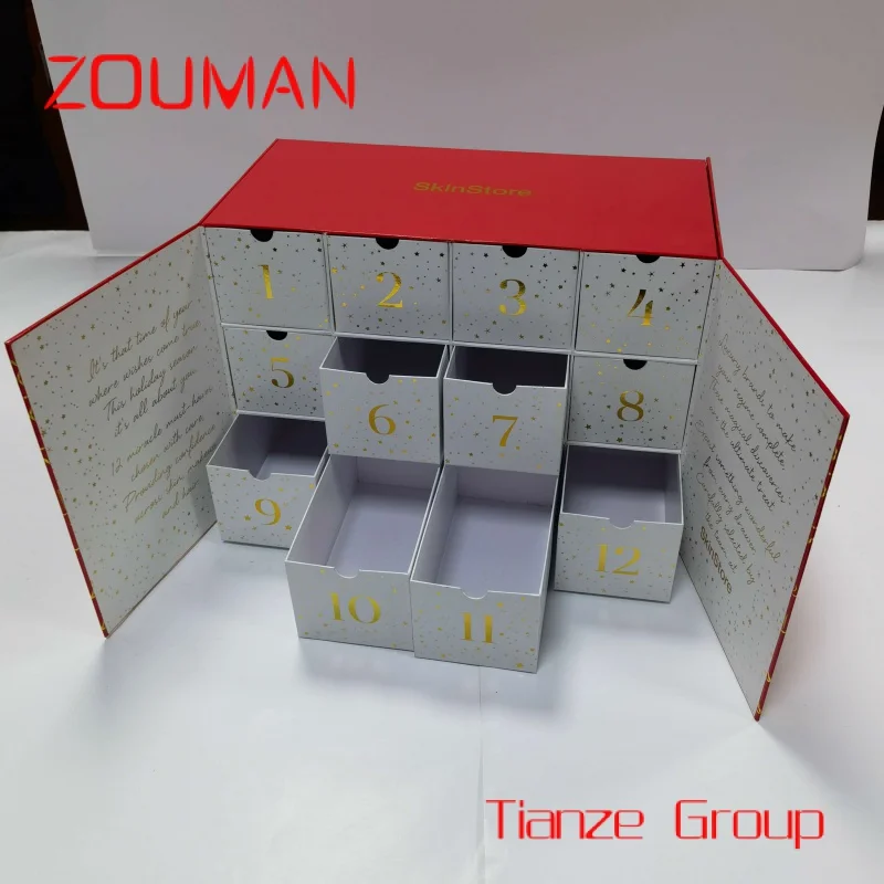 200 pieces , 2025 New custom advent calendar box cosmetic display box for perfume