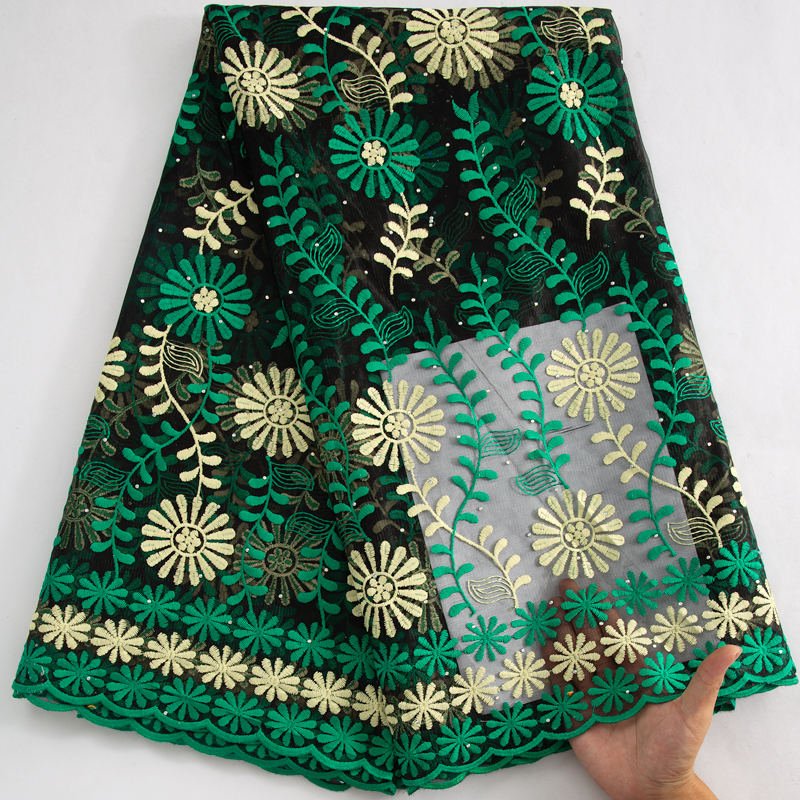 Luxuriöser afrikanischer Mesh-Spitzenstoff mit Kristallen, 2024, hohe Qualität, 5 Yards, französischer bestickter Tüll-Spitzenstoff, Kleider für Frauen A3595