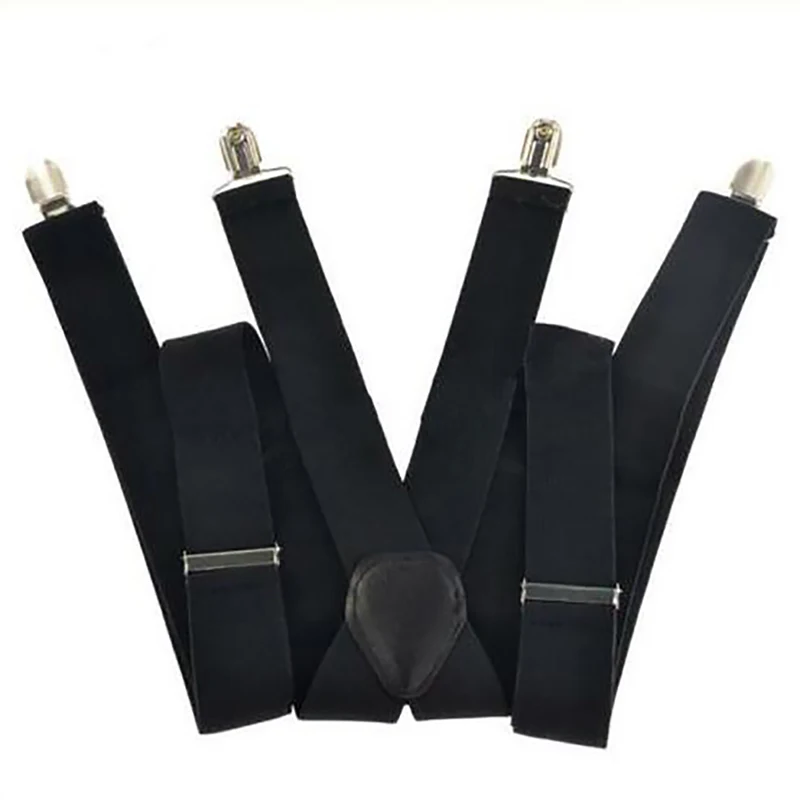 Bretelle da uomo larghe 35 mm Alta elasticità regolabile 4 clip resistenti Bretelle per pantaloni resistenti con retro a X