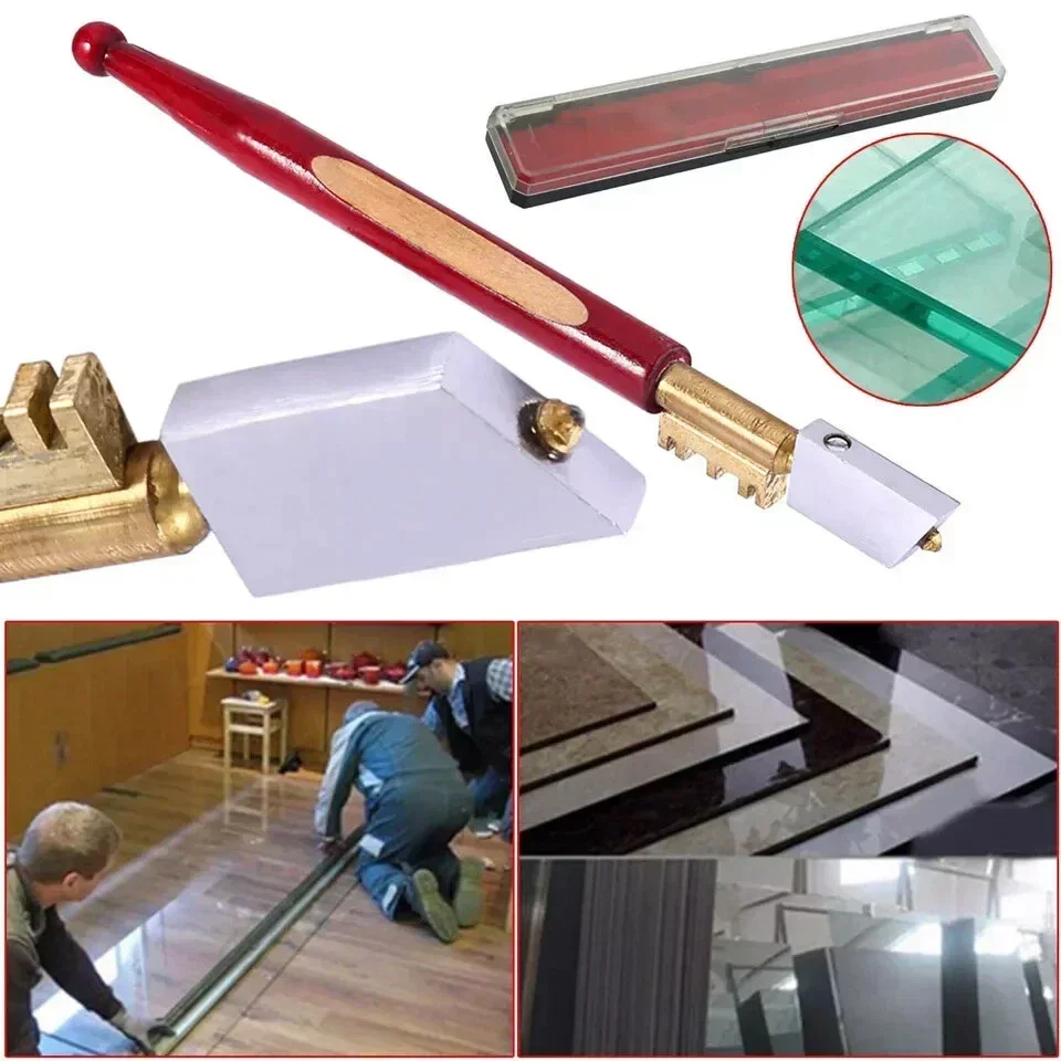 17mm Diamond Glass Cutter - Portable Heavy Duty Glass Cutting Tool with Sharp Knife for DIY Craft Professional Use