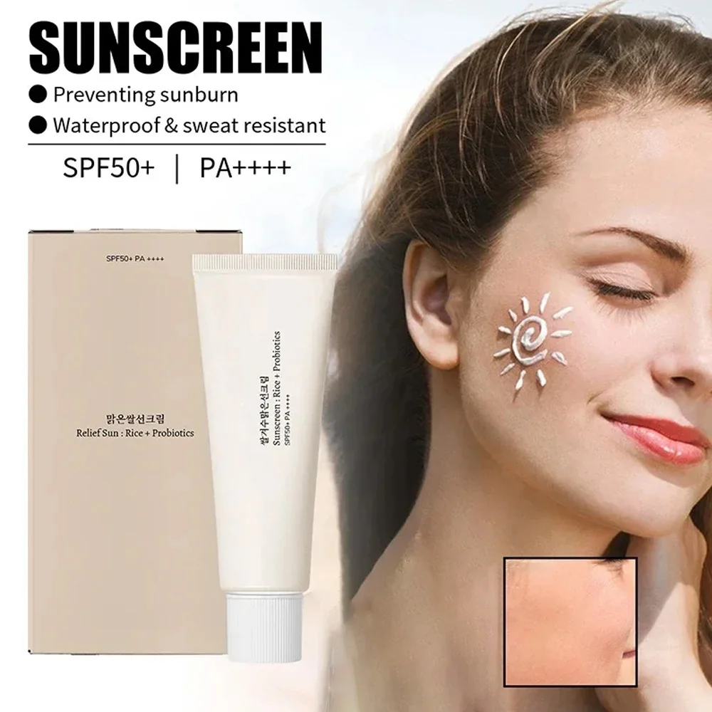SPF50 + ครีมกันแดดเกาหลีข้าวโปรไบโอติก Solar Blocker ผิวไวท์เทนนิ่งครีม Anti UV Sun Block Facial Mild Moisturizer Serum 50ml