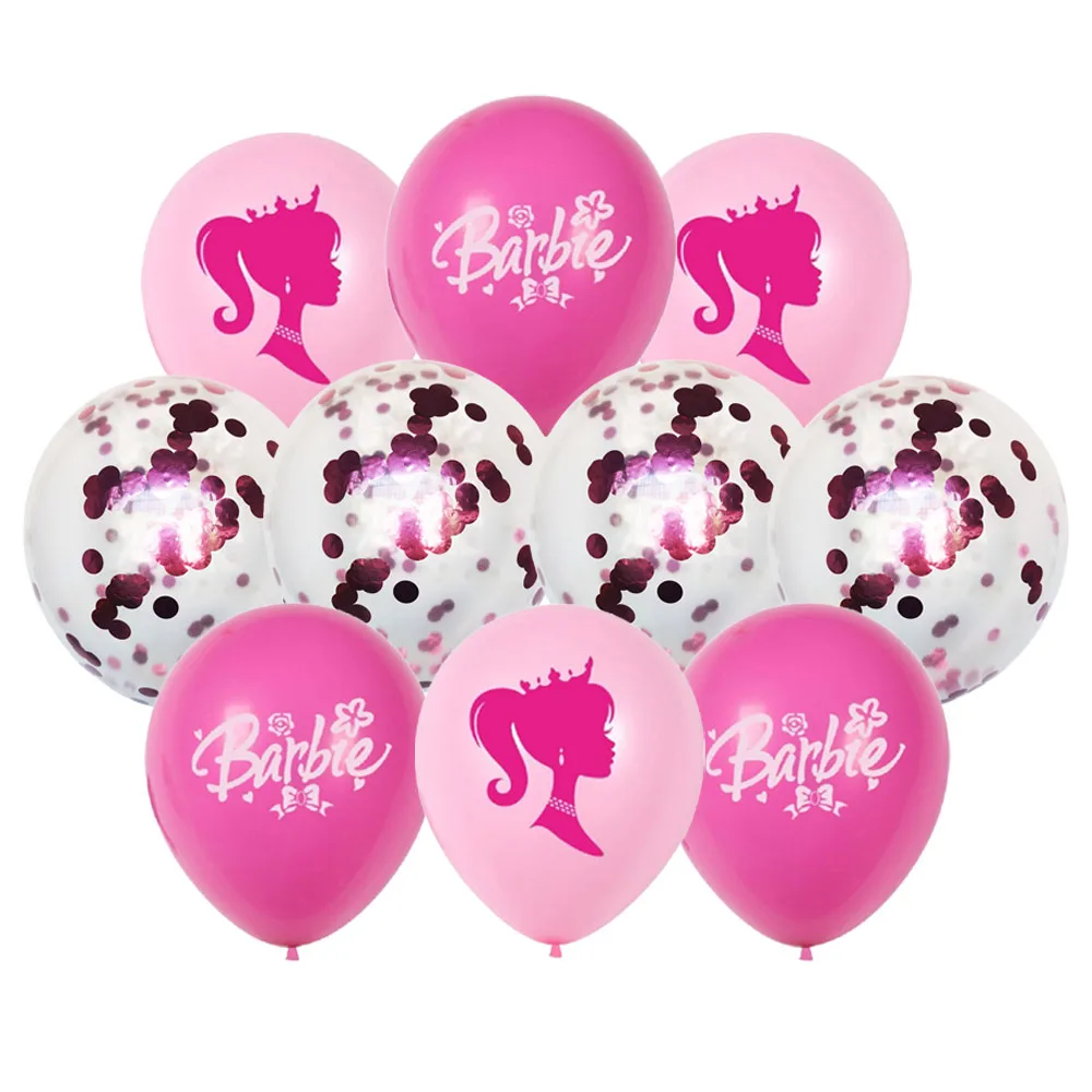 10 Uds. Globo estampado con patrón de niña, globos de látex rosas para fiesta temática Barbieed, decoración de cumpleaños y boda, globo de helio para bebé