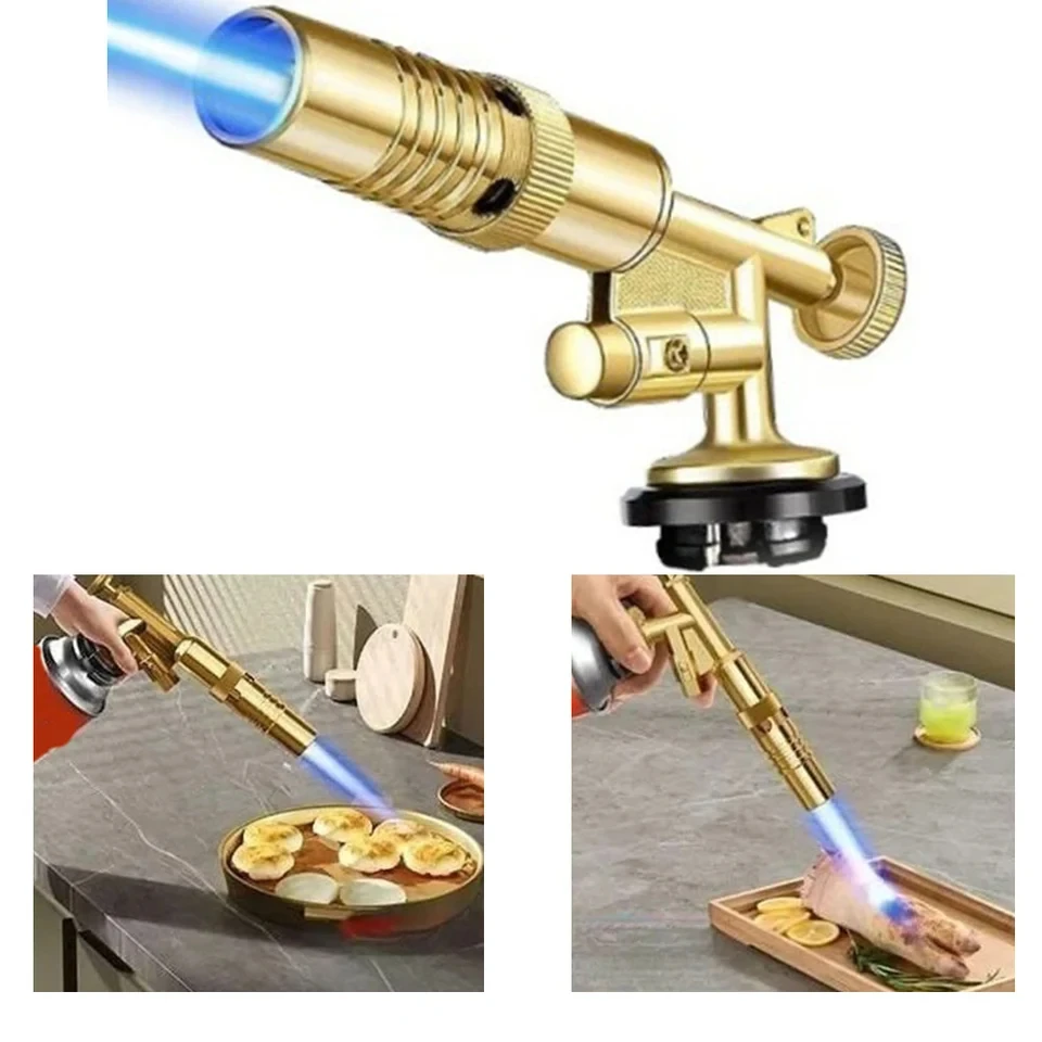 Portable Gold Copper Gas Welding Torch High Temperature Flame for BBQ Cooking Brazing