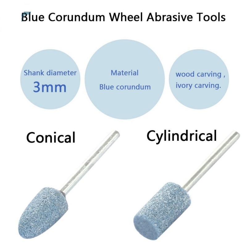 Cabeça de polimento de pedra montada abrasiva, brocas de lixa de roda de pedra de moagem, haste de 3mm para acessórios de ferramenta elétrica rotativa dremel com 10 peças