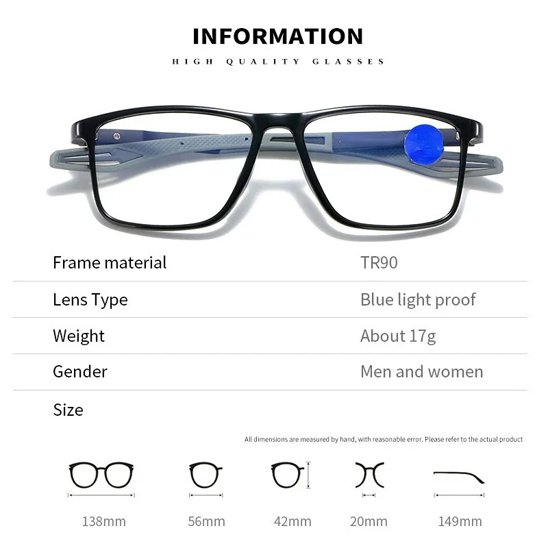 CLLOIO Reading Glasses Men Women Anti Blue Light Sports Glasses Fashion Presbyopia Lenses Vintage style +4.0 to +1.0 diopters