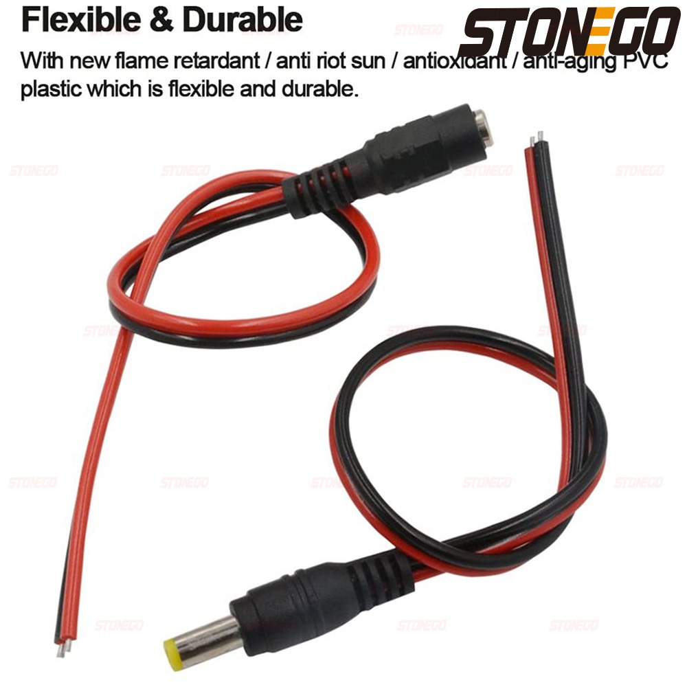 STONEGO 10/20/50 Uds 12V conectores de CC macho hembra Jack Cable adaptador de línea enchufe fuente de alimentación 5,5x2,1mm