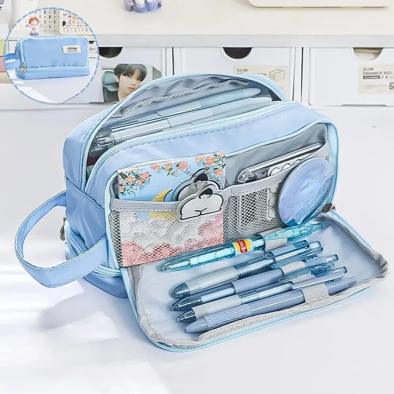 Astuccio per matite per studenti delle scuole con astuccio multifunzionale di grande capacità Astuccio per matite carino abbinato ai colori Macaron