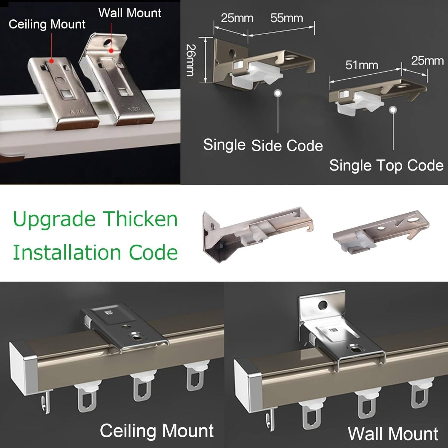 Cortinas De Alta Resistencia Riel para Cortinas Separador, Kits De Rieles para Cortinas De 50-600 Cm, Rieles para Cortinas para