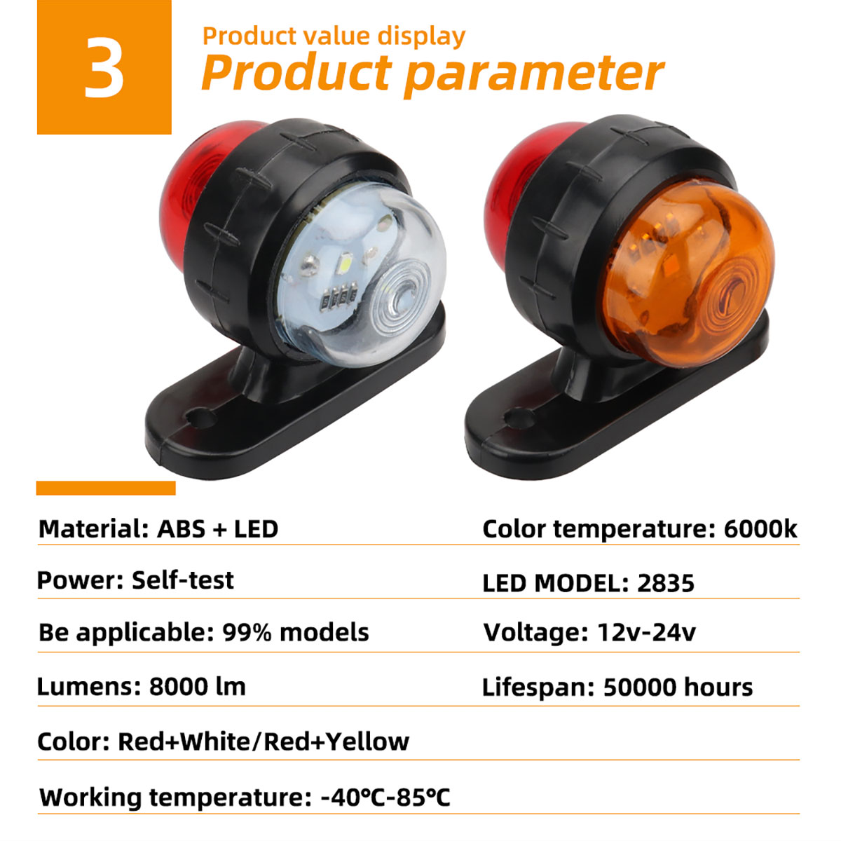 2ชิ้นไฟ LED ด้านข้างรถบรรทุก12V 24V ไฟแสดงสถานะด้านหลังรถบรรทุกไฟเค้าร่างไฟท้ายสำหรับรถพ่วงรถตู้คาราวาน