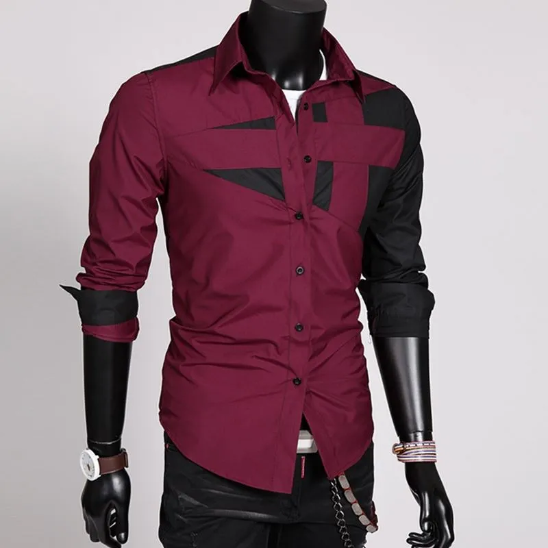 Sỉ 2021 Thời Trang Xuân Hè Công Sở Nam Không Đều Miếng Dán Cường Lực Camisa Masculina Mỏng Dài Tay Áo Sơ Mi