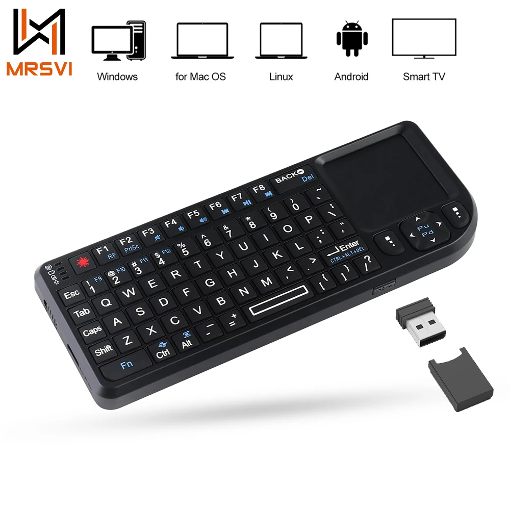 Mini-Funktastatur, A8, Fernbedienung, 2,4 G, 7-farbig, Hintergrundbeleuchtung, Portugiesisch, Arabisch, Russisch, Touchpad, Air Mouse für Android TV Box