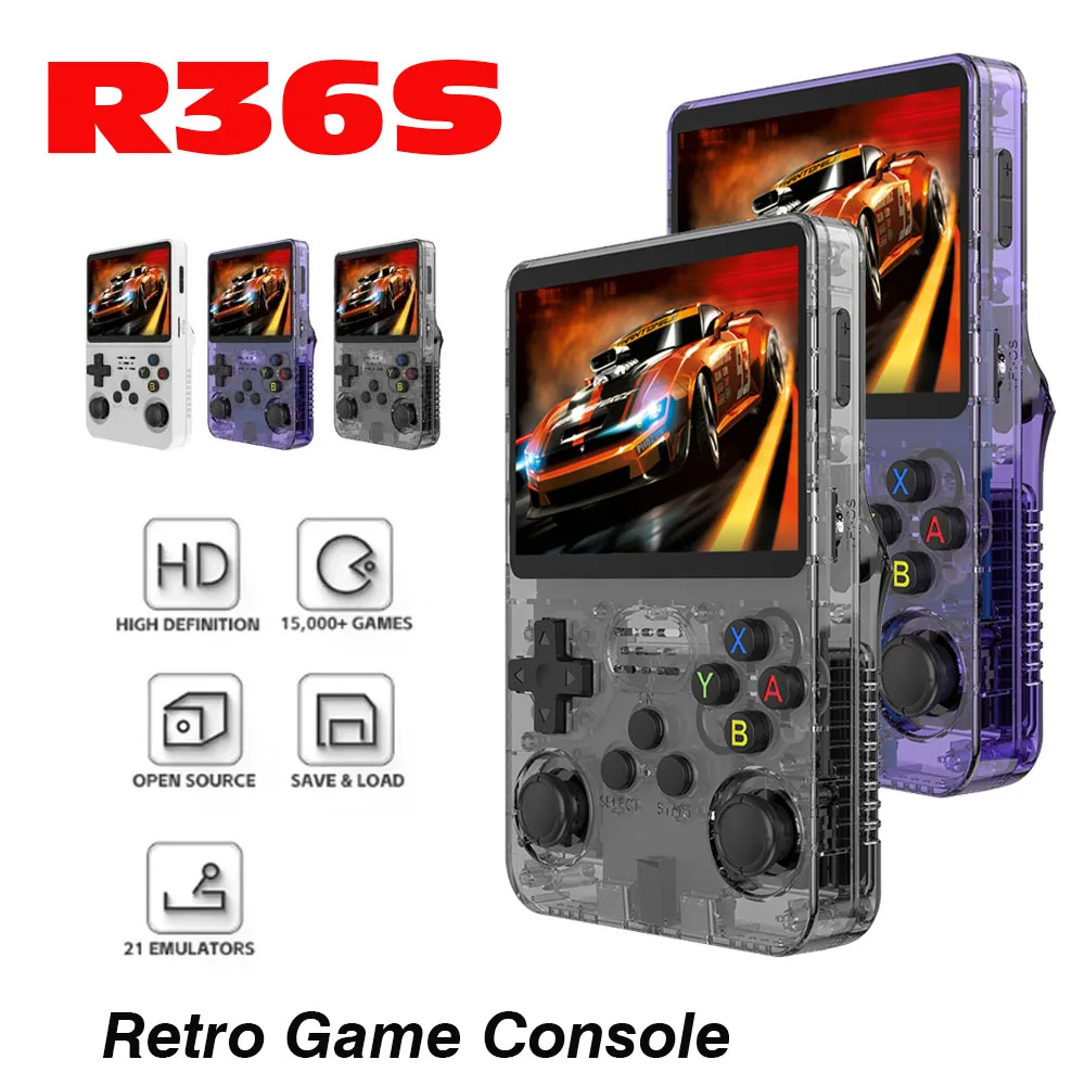 R36S新型レトロゲーム機、3.5インチLinuxオープンソースシステム搭載の携帯型ゲーム機、128GB大容量メモリ付き