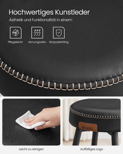 Vasagle Barkruk (2 St), Synthetisch Leer, 120Kg Dragend, Twee Hoogtes