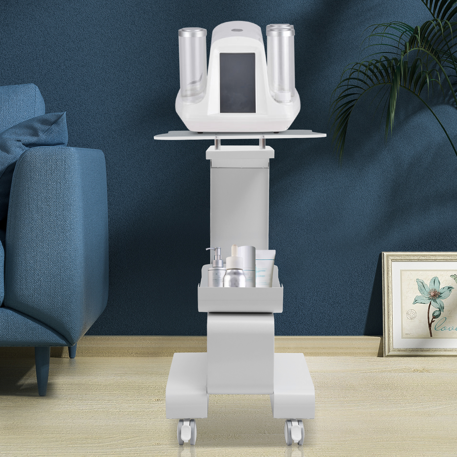 Chariot à outils de bureau avec panier de rangement, chariot à cosmétiques pour salon de coiffure, blanc pour la beauté, 20kg