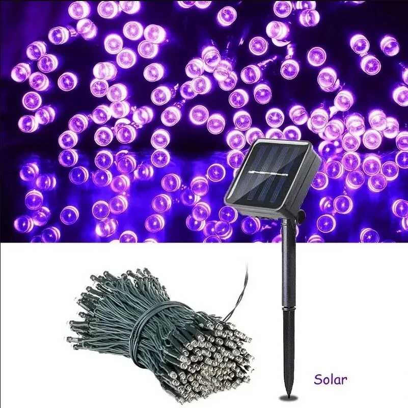 8 kolorów lotniczy zestaw słuchawkowy ogród ciepły/fioletowy/listwy RGB LED lampki świąteczne na sznurku lampa słoneczna wodoodporny dekoracje świąteczne girlandy