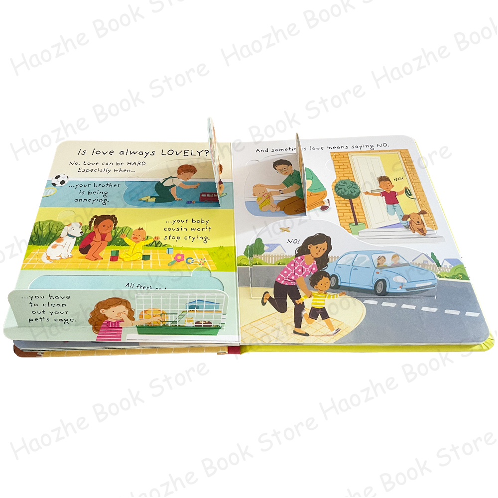 Primeiras Perguntas e Respostas Muito: O que é amor? Usborne levantar a aba Atividade de sentimentos infantis Livro de inglês Montessori