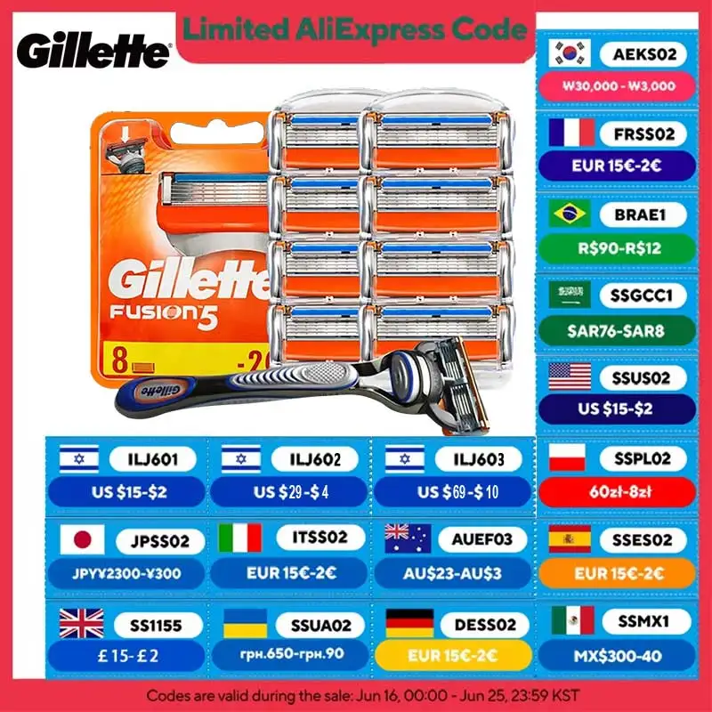 Cuchillas de afeitar originales Gillette Fusion 5 para hombre, 5 capas, cabezal de afeitado Manual de seguridad, hoja antifricción, recambios de afeitar para Barba