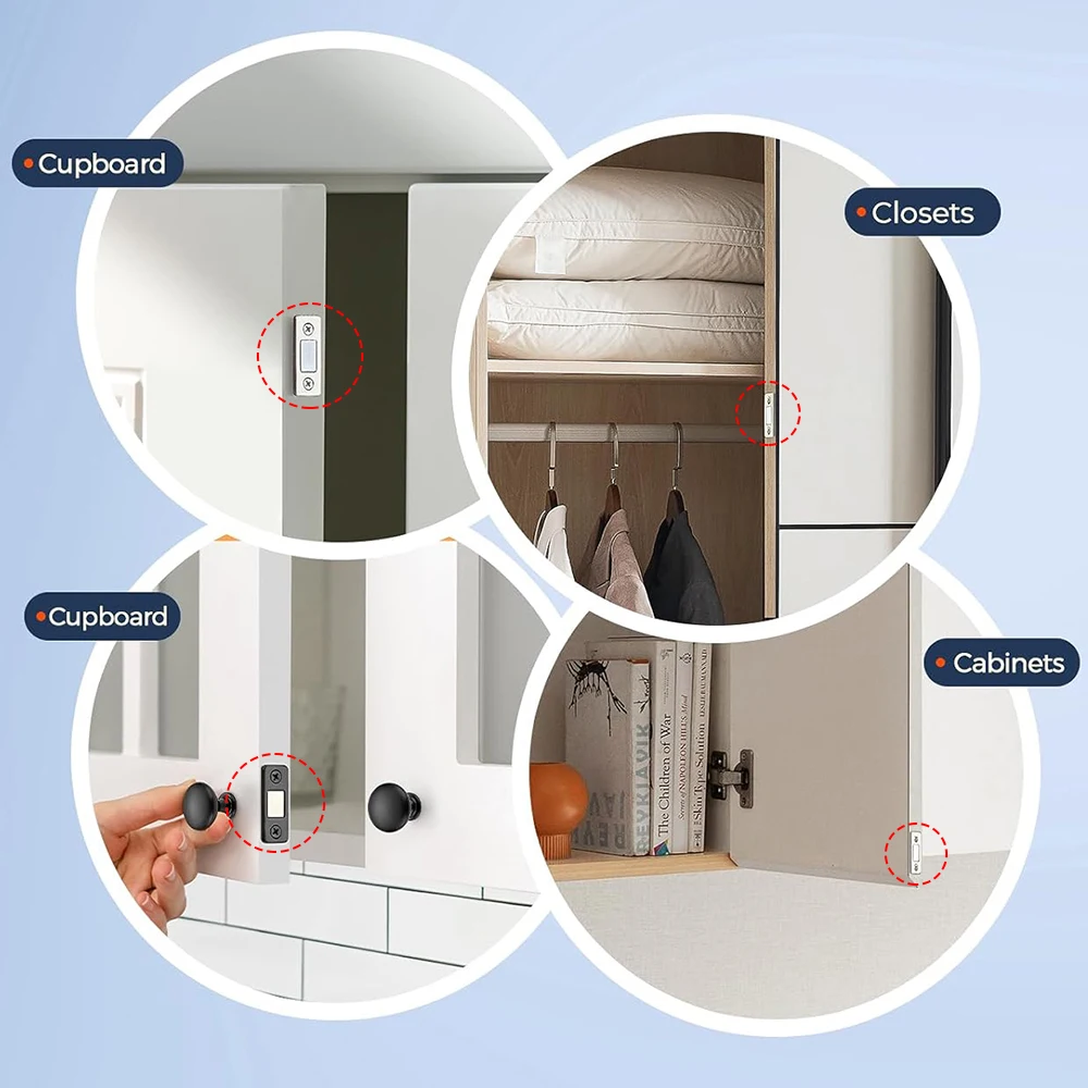 Chiusure magnetiche per armadietti Porta ultra sottile Magneti forti Tappo Adesivo invisibile Serratura magnetica per cassetti per chiudiporta dell'armadio da cucina
