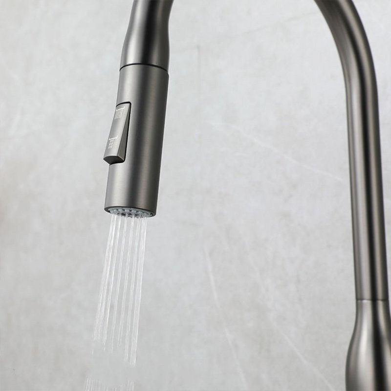 Modern Kitchen Faucet Stainless Steel Flow Kitchen Sink Faucets with Pull Down Sprayer High for Single Hole Sink Brushed Nickel