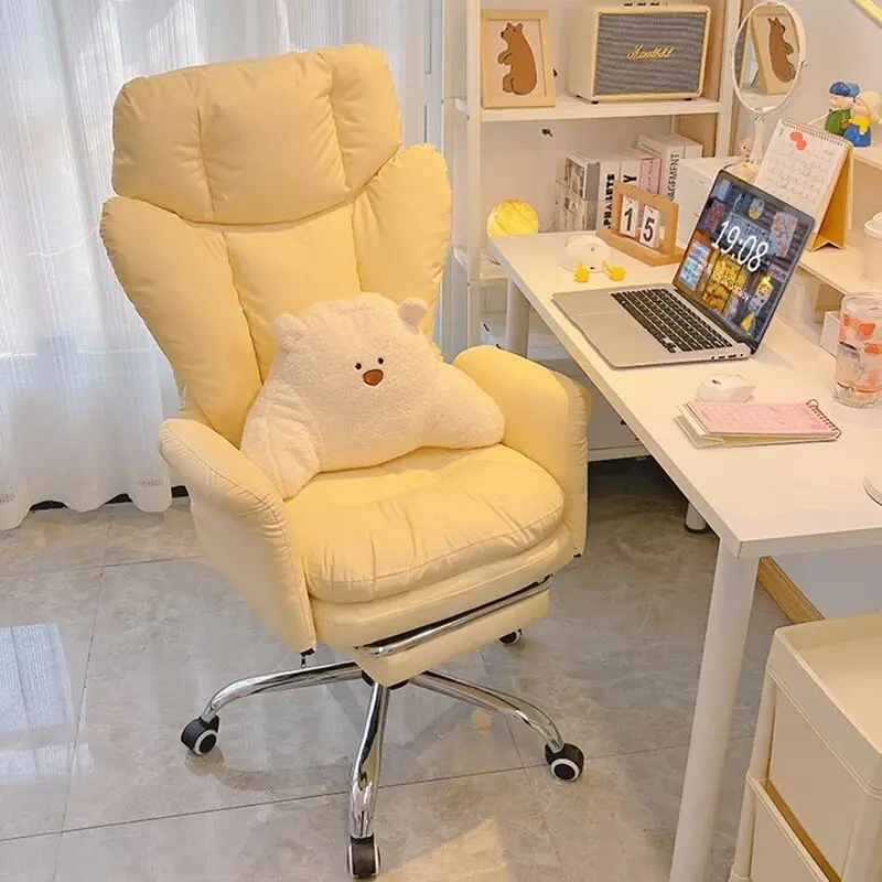 Silla de sofá cómoda y esponjosa para el hogar, sillón ergonómico para ordenador, dormitorio, respaldo individual, transmisión en vivo, silla de oficina giratoria