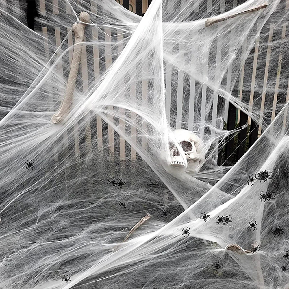 Artificial Spider Web Halloween Decorações, Spider Stretchy com Aranha, Horror Home Decor, Gótico