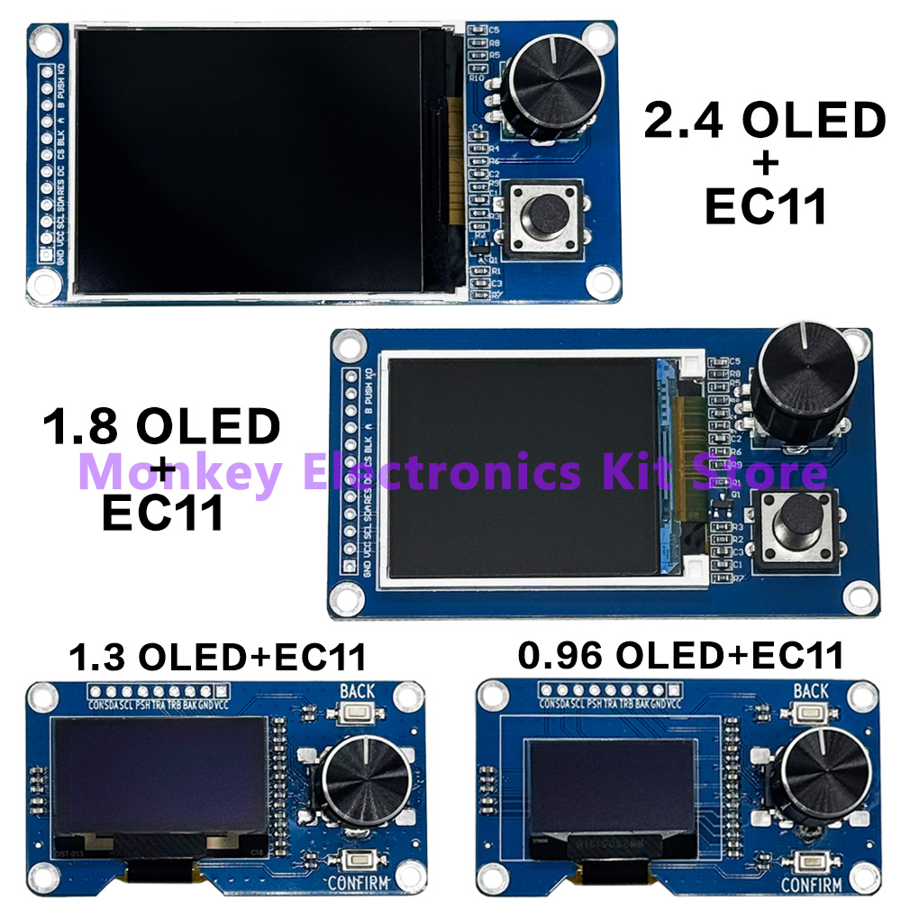 TFT 0.96-inch 1.3-inch 1.8-inch 2.4-inch OLED Module White/Blue Button EC11 Rotary Encoder IIC Interface LCD Screen