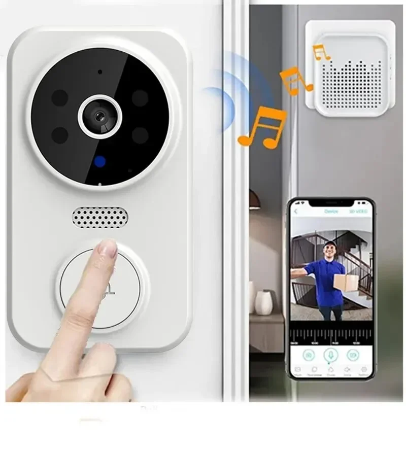 Timbre de vídeo WiFi, timbre inalámbrico WiFi para el hogar, batería recargable, cámara de visión nocturna a Color, timbre Visual