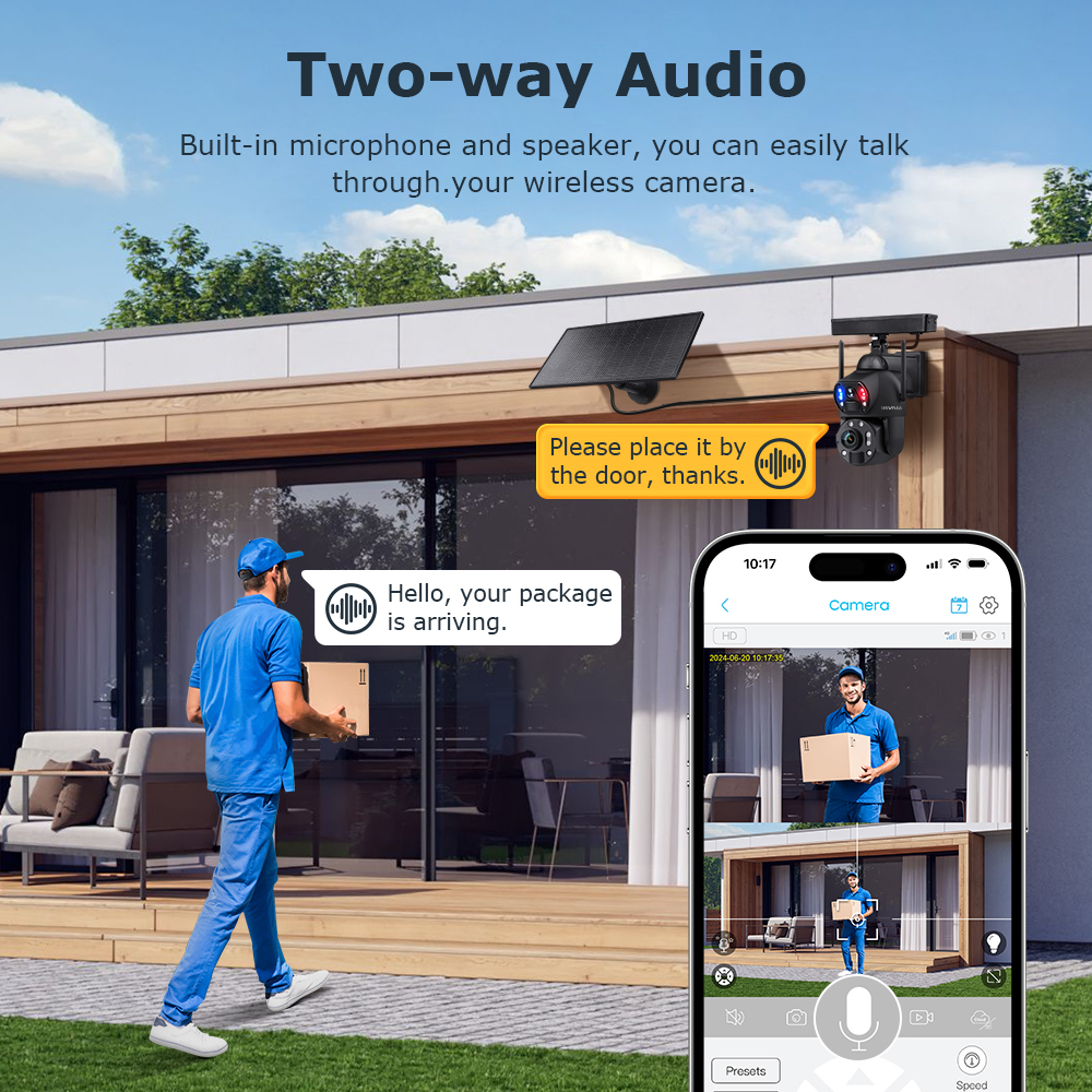 SHIWOJIA 4K 8MP 36X Zoom 4G Solar Camera Dual Lens Dual Screen Human Detect Auto Tracking Outdoor 10W Solar Panel WIFI CCTV