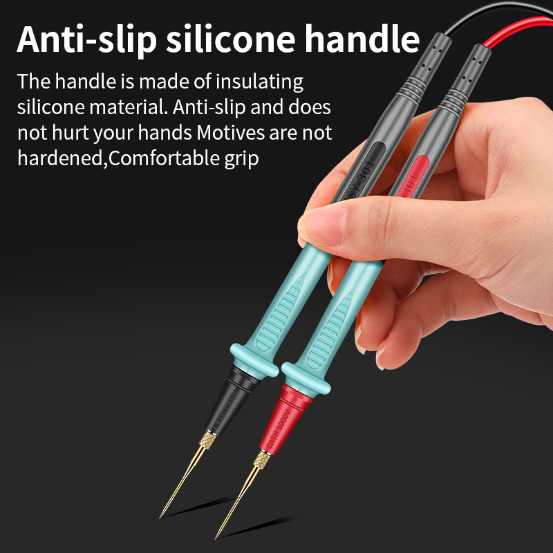 LUXIANZI-pluma multímetro de acero inoxidable, juego de cables de prueba de silicona, sonda chapada en oro reemplazable de 0,1mm para multímetro Digital