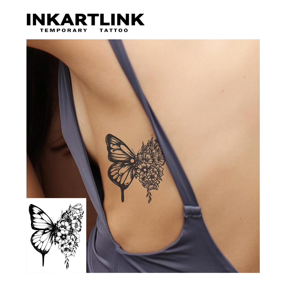 Tatuaje temporal de mariposa, dura hasta 15 días, nueva tecnología, pegatina semipermanente mágica impermeable.