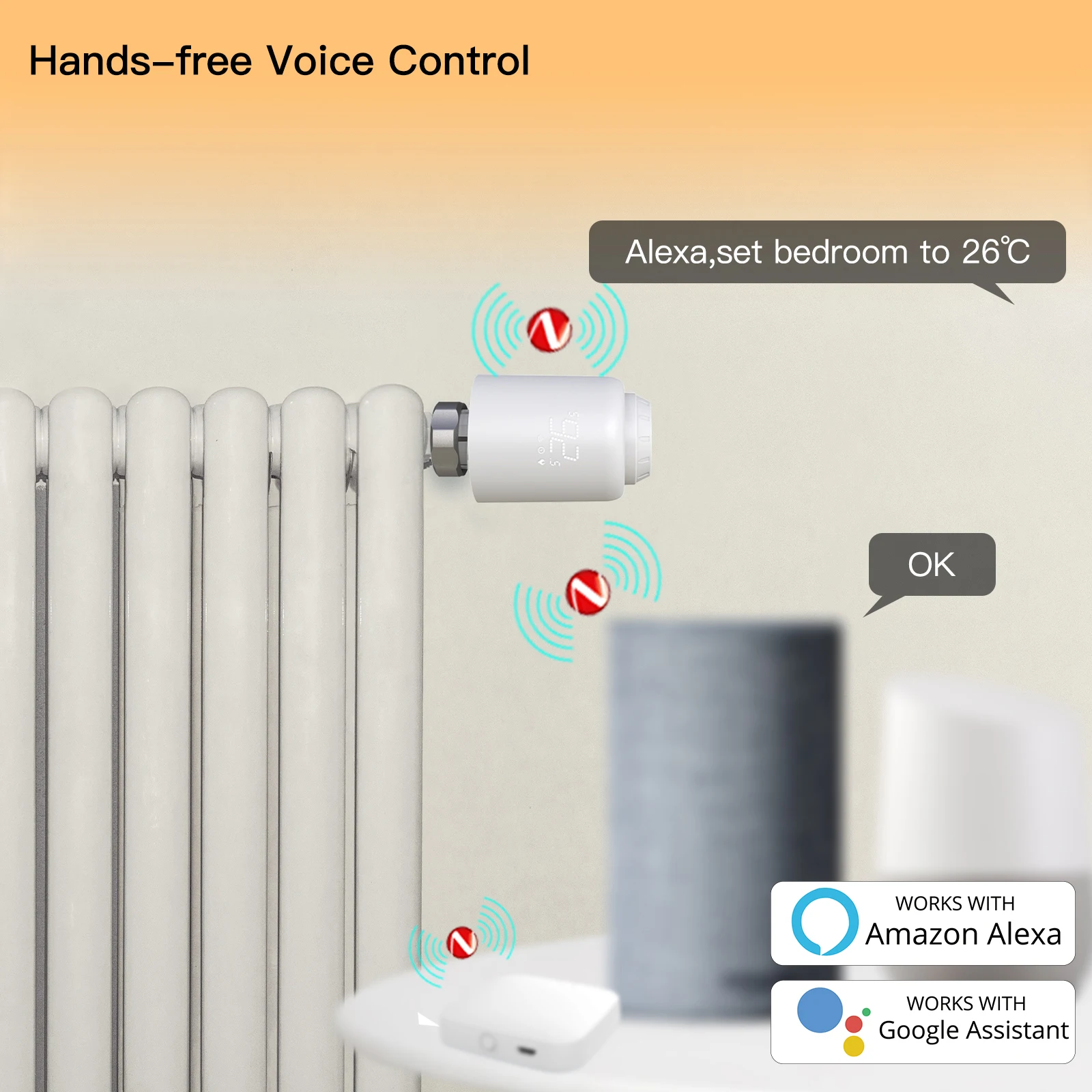 MOES TRV Tuya ZigBee サーモスタット ラジエーター バルブ SmartLife ワイヤレス リモート加熱温度コントローラー Alexa 音声制御