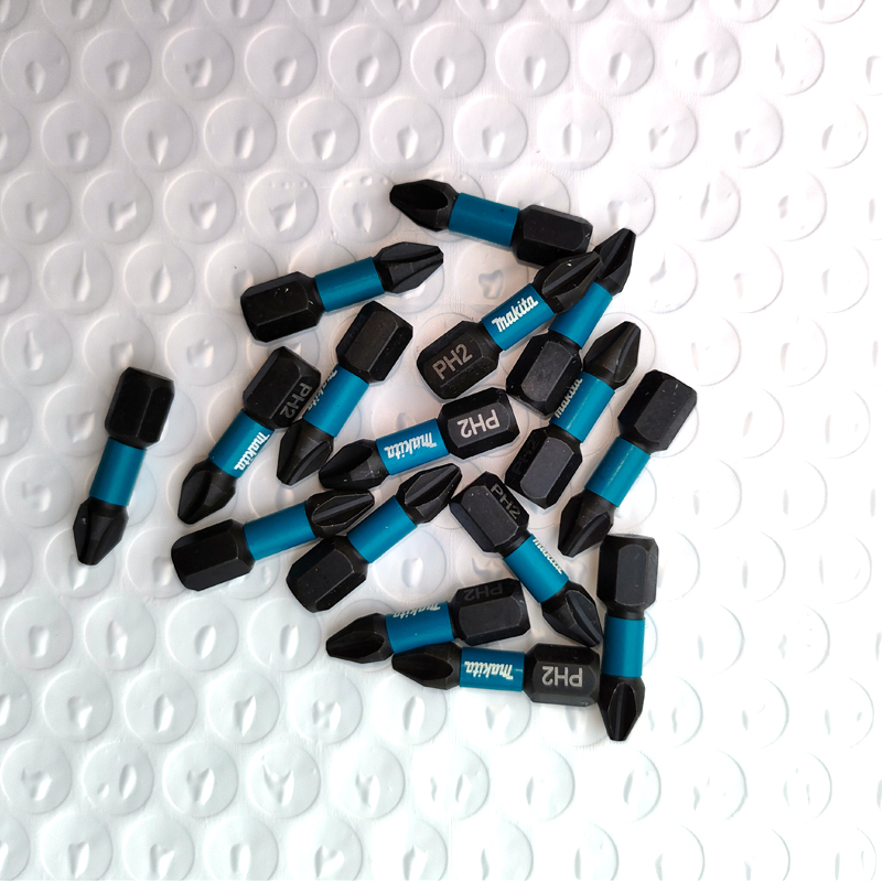 Makita 원래 충격 유형 비트 PH2 25MM 고경도 전기 스크루 드라이버 검정색 도구 부품 2-5PCS