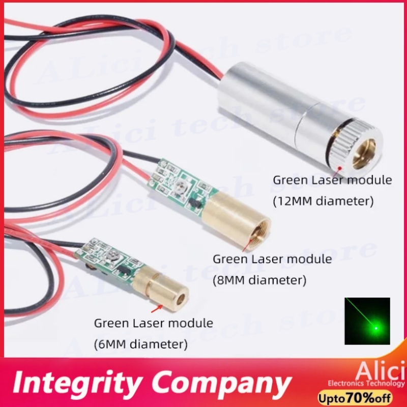 Cabezal láser de punto verde, módulo láser de 10mW, tubo láser de 12MM/8MM/6MM de diámetro, rayo láser verde