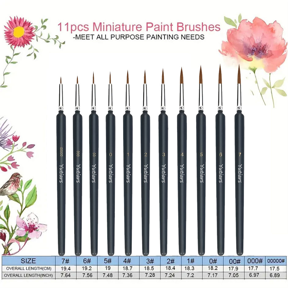 11/22pcs Miniature Paint Brushes Set Fine Detail Paint Brush Fine Mini Artist Brush For Watercolor Painting Acrylic Face Paint