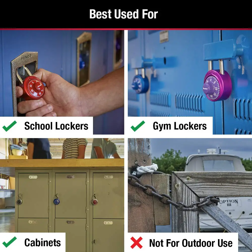 Master Lock 1530DCM Combination Locker Rotate Password Lock Combination Padlock Rotation Lock for Gym and School Lockers Color