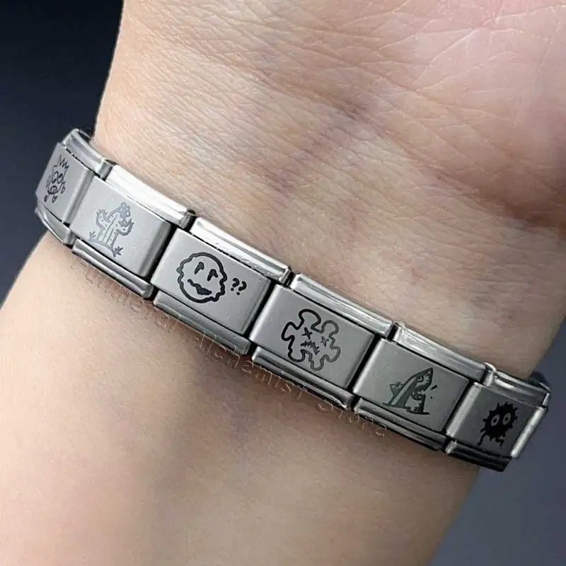 イタリアブレスレットステンレス鋼モジュール 9 ミリメートルパーソナライズされたジュエリーチェーンミニマリストラインパターンかわいい面白いカスタム男性のための