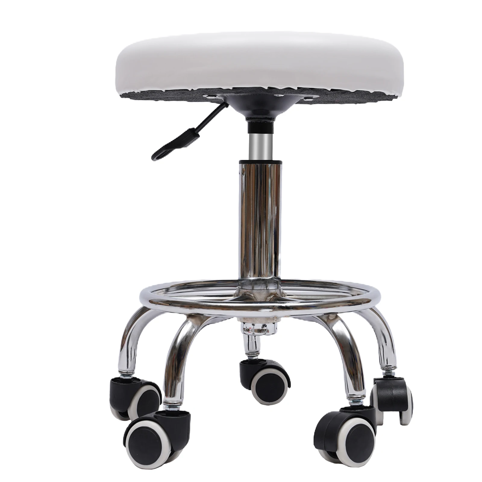 Taburete giratorio hidráulico ajustable en altura de 44-57cm, silla con respaldo para tatuaje, masaje, salón Facial, Spa, Bar, blanco
