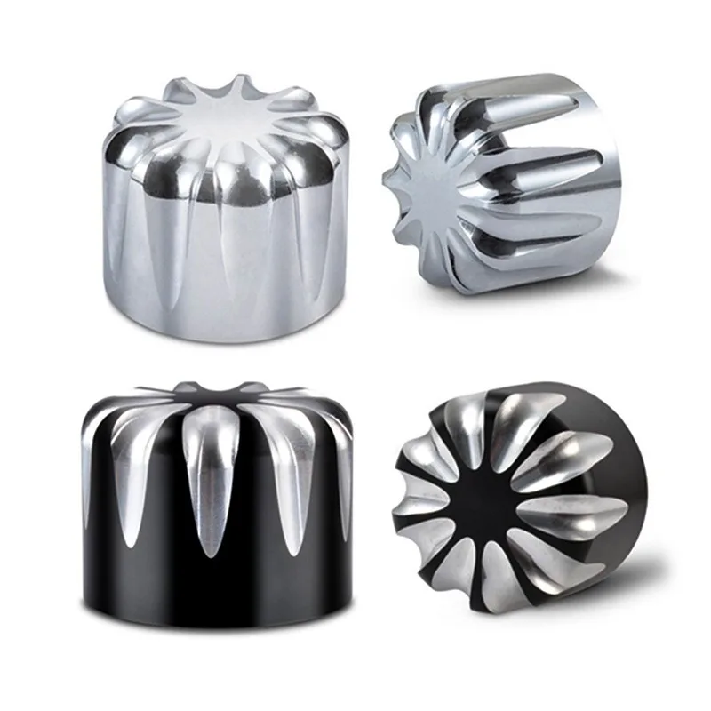 オートバイCNCフロントアクスルナットカバー、アルミニウム、ブラック、クローム、ハーレー、スポーツスターxl、xg、ツーリング、dyna、vrsc、ソフトテールストリートグライド