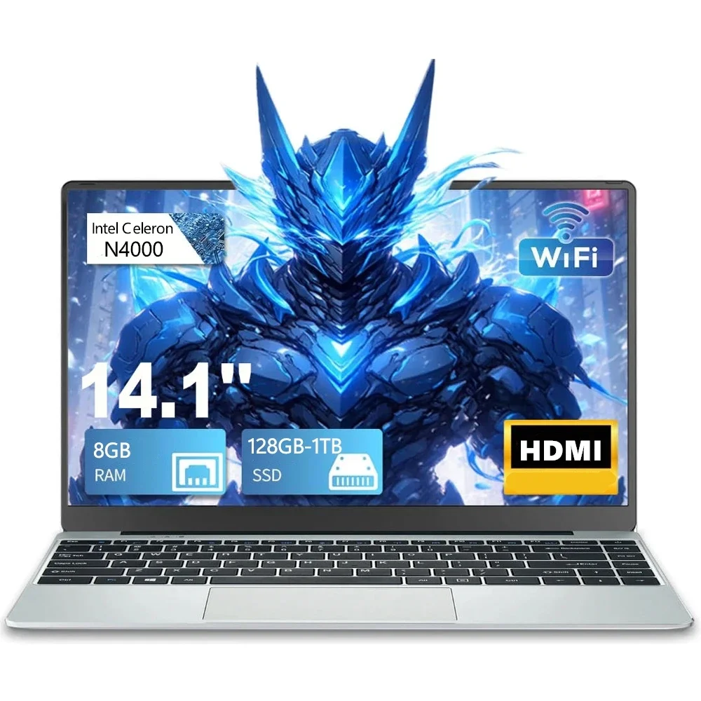 14.1 Inch Quad Core Laptop Intel Pentium N3710 128GB/256GB/512GB/1TB SSD Windows 11 Pro Notebook for Students Online Learning
