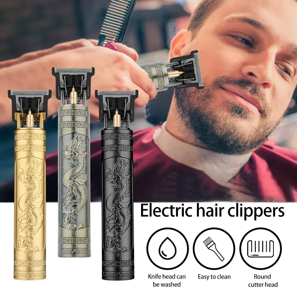 Tagliacapelli elettrico vintage T9 Tagliacapelli professionale da uomo Rasoio da barbiere ricaricabile per uomo Dragon Buddha