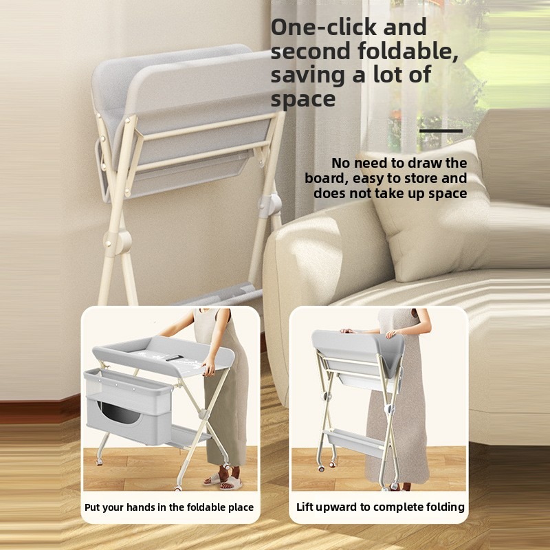 Mesa de pañales multifuncional plegable, mesa de cuidado del bebé, mesa táctil de masaje de baño para recién nacidos