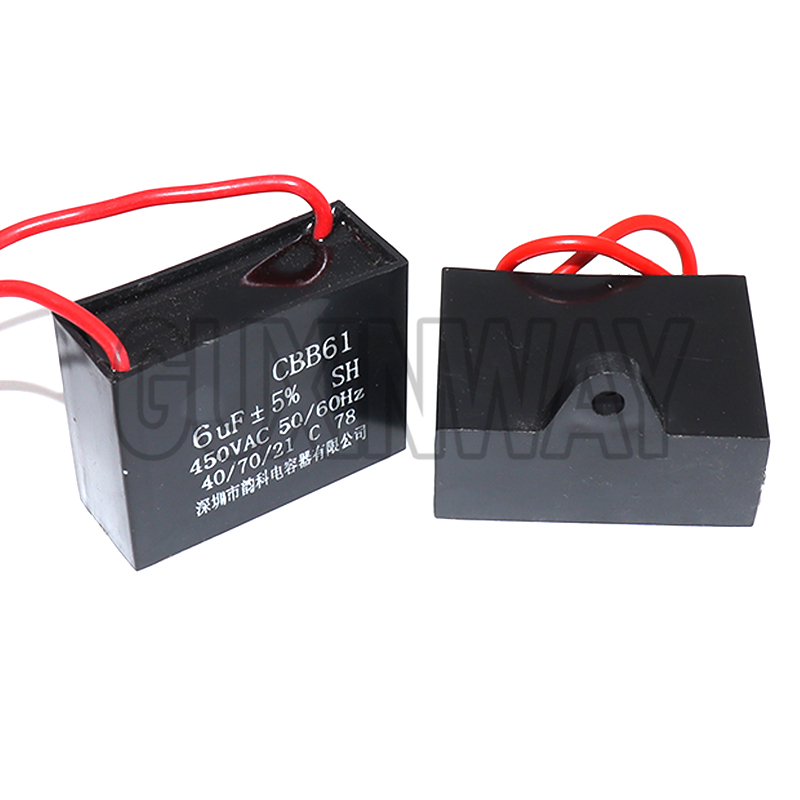 Condensador CBB61 450V Condensador de arranque de ventilador 450V Condensadores de ventilador 1UF/1,2UF/1,5UF/2UF/2,5UF/3UF/4UF/5UF/6UF/10UF