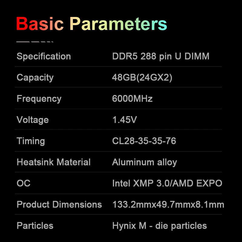 KingBank Memoria RAM DDR5 6000MHz 24GBx2 Gaming Desktop Memory Ram 288Pin DIMM DDR5 RAM XMP 3.0 Black RGB Ram Hynix M die CL28