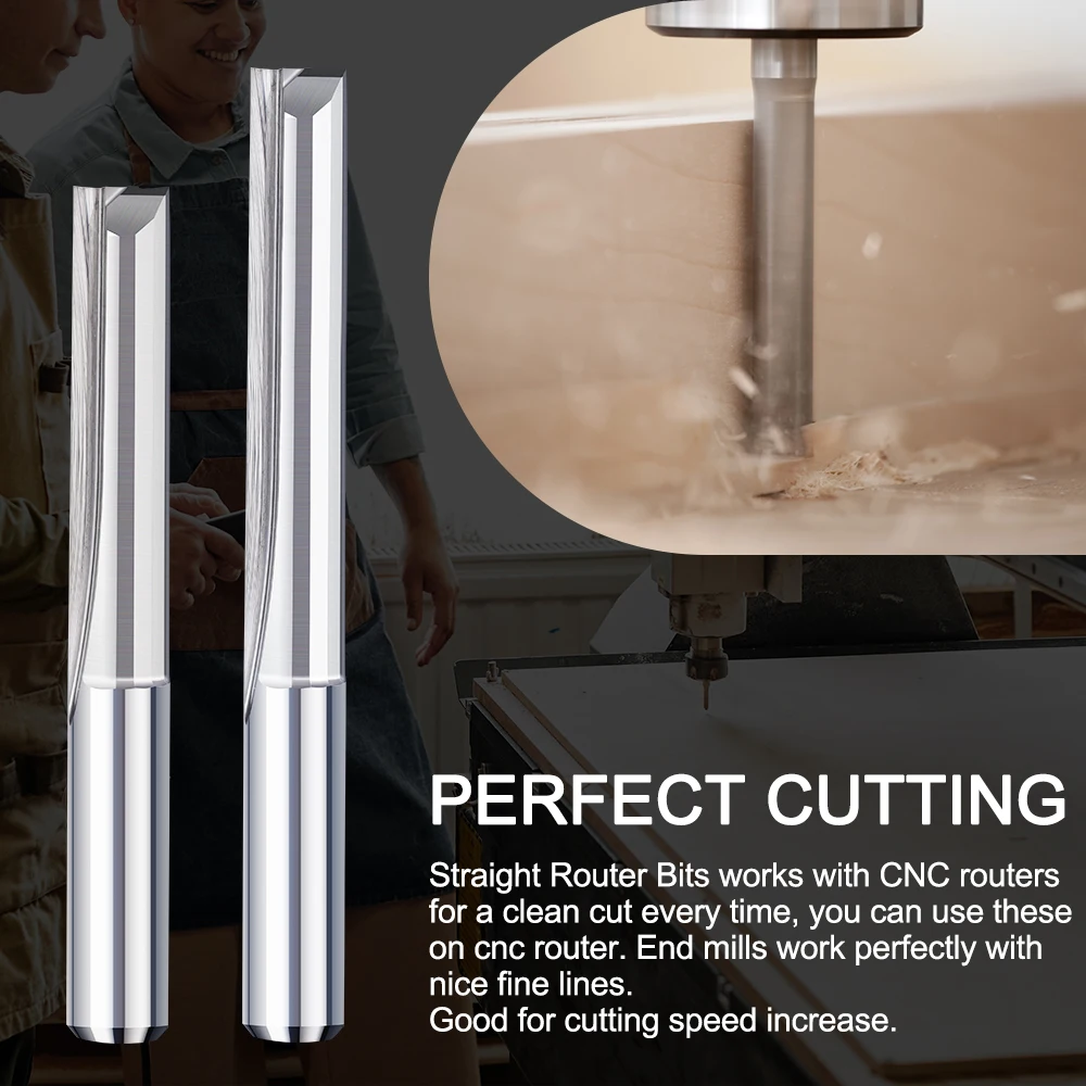 XCAN 1 4Mm/6Mm Vỏ 2 Sáo Thẳng Cấp Cối Xay Carbide CNC Router Bit Khắc Bit thẳng Khe Cắm Dao Phay Gỗ