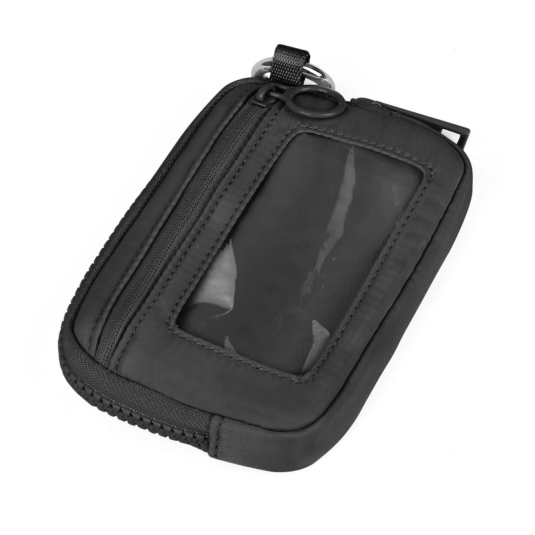 Women's Keychain Wallet The Iris Wallet Zip Waterproof Nylon Card Wallet Pouch Wristlet Zip Card Case with Clear ID Window