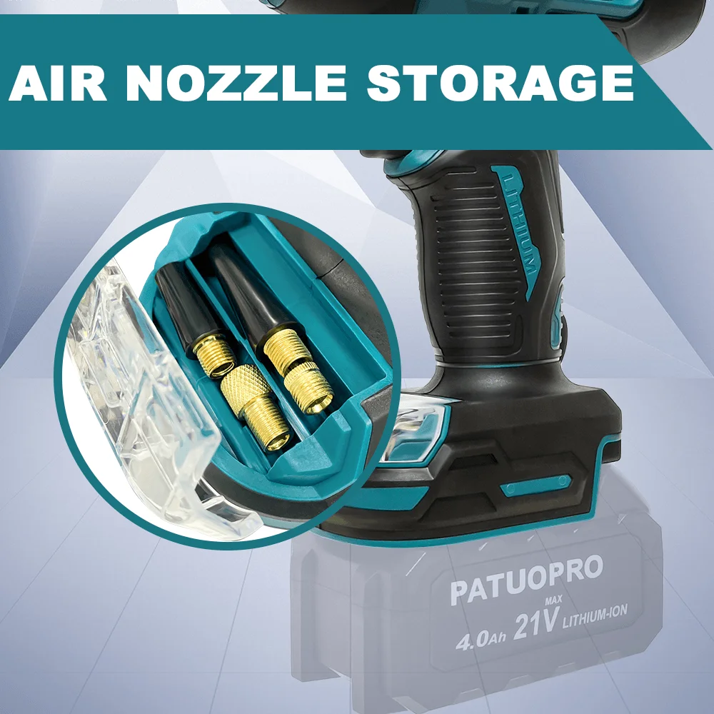 PATUOPRO 2 In 1 Electric Air Pump Cordless Automatic Inflator Tire Air Compressor Power Tool For Makita 18V Battery(No Battery)