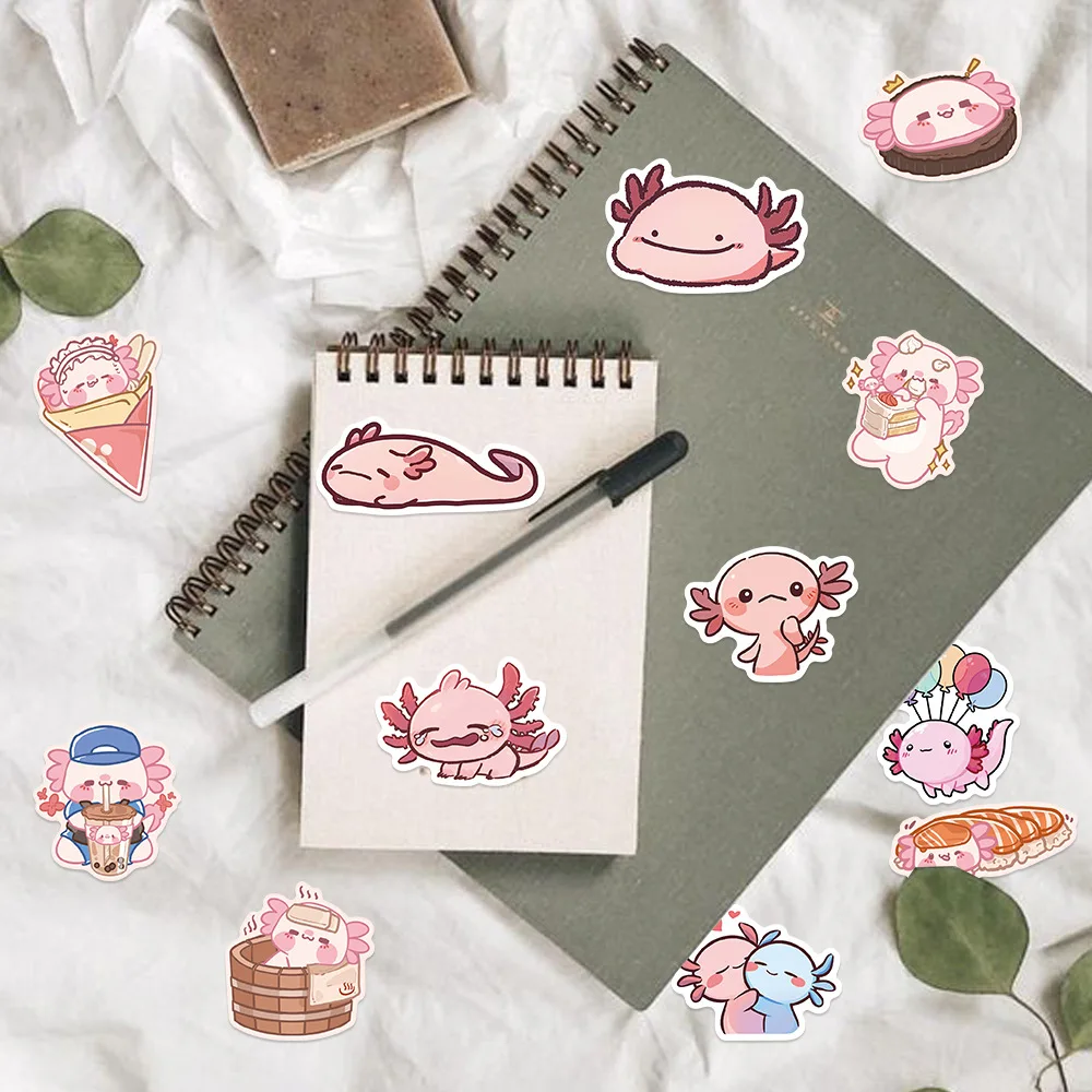 50/100PCS 만화 동물 재미 있은 Axolotl 스티커 낙서 방수 크리 에이 티브 트렌드 장식 전사 술 노트북 전화 어린이 장난감
