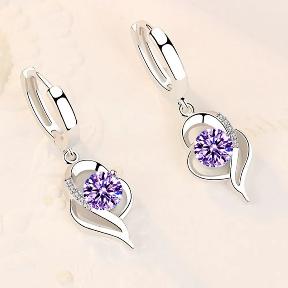 Chất Liệu Bạc 925 Thời Trang Cho Nữ Trang Sức Cao Cấp Màu Xanh Hồng Trắng Tím Pha Lê Zircon Bán Chạy Từ Bông Tai